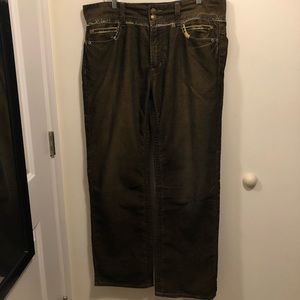 Distressed Brown Cotton Casual Pants